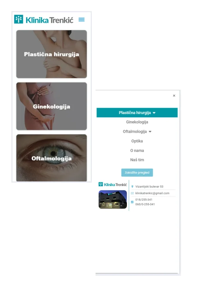 slika mobilnog prikaza sajta klinike trenkic - mobile preview