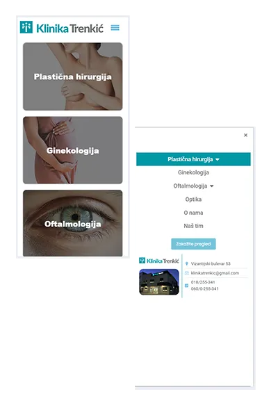 slika mobilnog prikaza sajta klinike trenkic - mobile preview