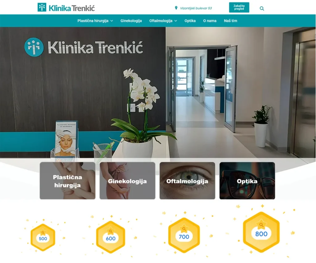 Sajt Klinike Trenkic koji smo redizajnirali i kompletno seo optimizovali