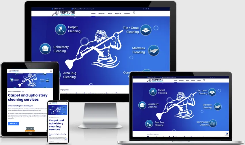 očetna strana sajta Neptune Cleaning INC za tržište Chicaga